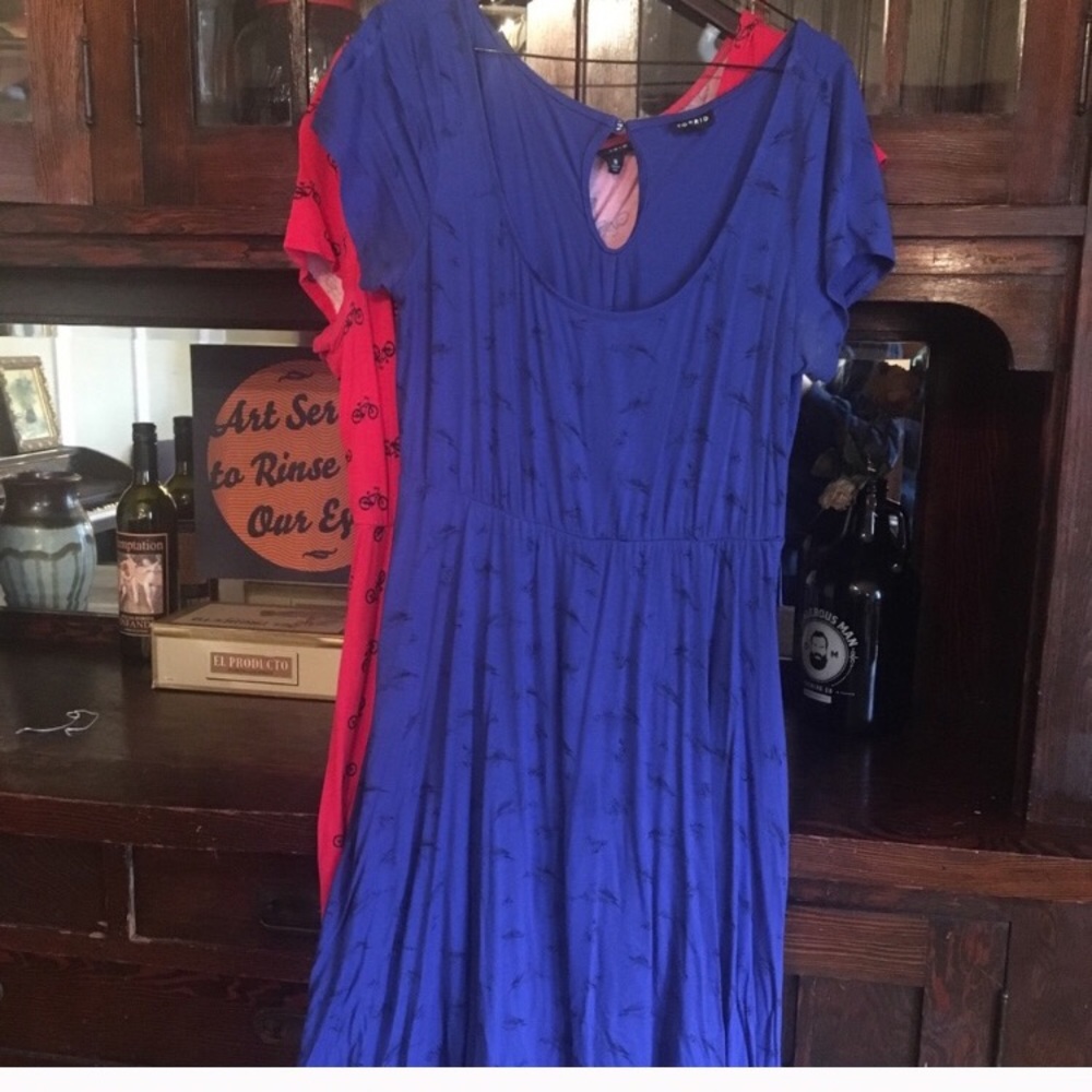 blue bird print Torrid dress